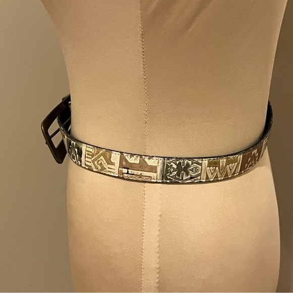 Nava To-A-T Native American Patterned Belt with Dark Bronze Buckle, size Medium - Picture 2 of 5